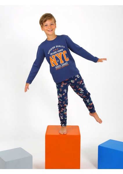 Erkek Çocuk Uzun Kollu %100 Pamuklu Pijama Takımı West Coast