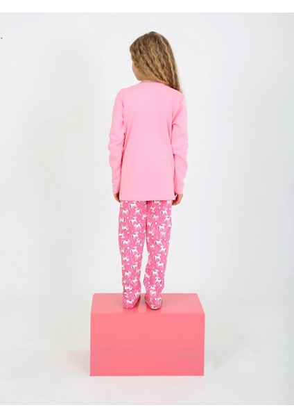 Kız Çocuk Uzun Kollu Pamuklu Pijama Takımı Magical Horse fırsatları