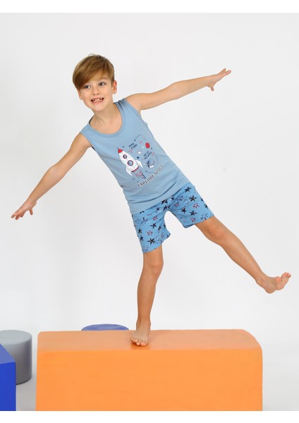 Erkek Çocuk Askılı %100 Pamuklu Give Me Pijama Takımı