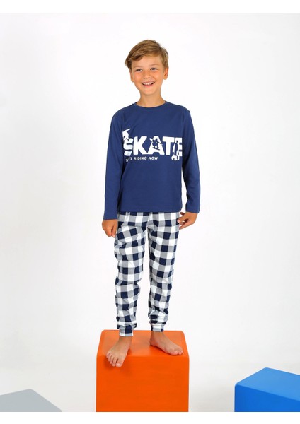 Erkek Çocuk Uzun Kollu %100 Pamuklu Pijama Takımı Star Skate modelleri