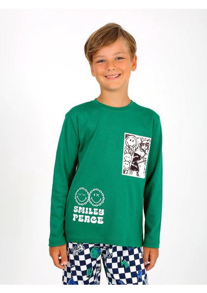 Erkek Çocuk Uzun Kollu Pamuklu Pijama Takımı Peace