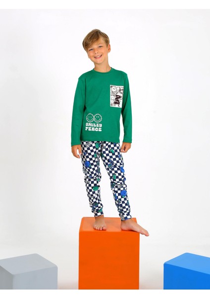 Erkek Çocuk Uzun Kollu Pamuklu Pijama Takımı Peace modelleri