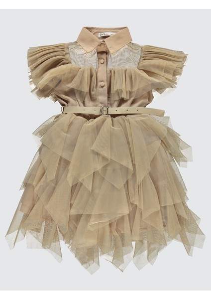 Kız Çocuk Elbise 6-13 Yaş Bej