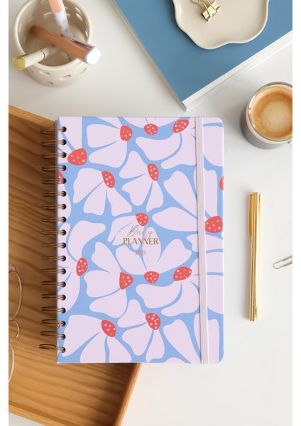 Matt Notebook 2025 Yılı Günlük Spiralli Ajanda 16X24 cm - 12 Aylık Çiçek