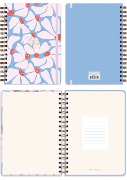 Matt Notebook 2025 Yılı Günlük Spiralli Ajanda 16X24 cm - 12 Aylık Çiçek