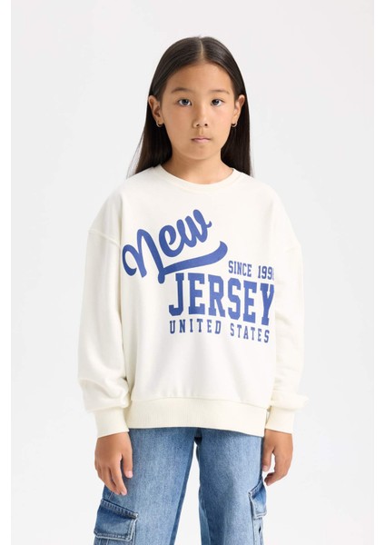 Kız Çocuk Relax Fit Bisiklet Yaka Baskılı Sweatshirt D6615A824AU modelleri