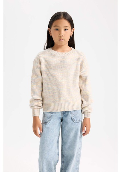 Kız Çocuk Oversize Geniş Kalıp Bisiklet Yaka Triko Kazak C9576A824WN