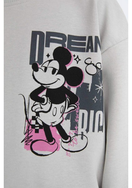 Kız Çocuk Disney Mickey & Minnie Relax Fit Bisiklet Yaka Sweatshirt D3116A824WN