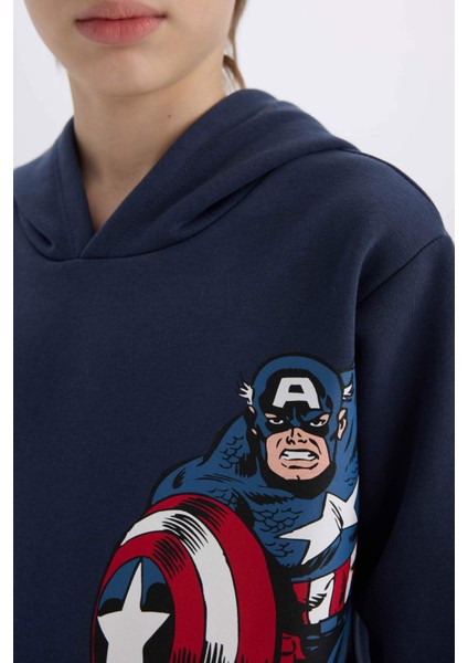 Erkek Çocuk Marvel Kapüşonlu Kanguru Cepli Sweatshirt D6737A824WN indirimleri