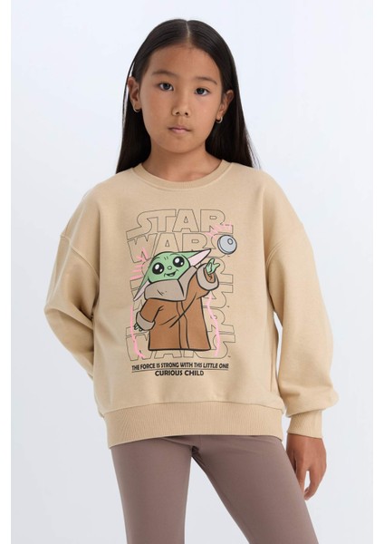 Kız Çocuk Star Wars-Mandalorian Relax Fit Bisiklet Yaka Sweatshirt D2822A824WN