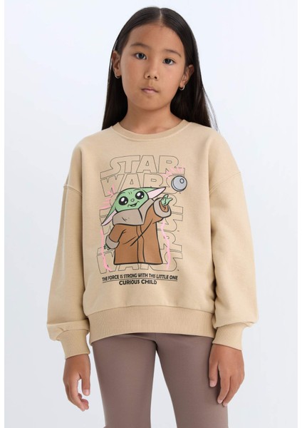 Kız Çocuk Star Wars-Mandalorian Relax Fit Bisiklet Yaka Sweatshirt D2822A824WN