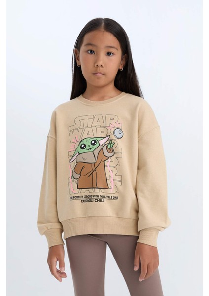 Kız Çocuk Star Wars-Mandalorian Relax Fit Bisiklet Yaka Sweatshirt D2822A824WN