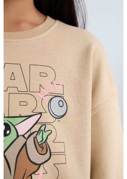 Kız Çocuk Star Wars-Mandalorian Relax Fit Bisiklet Yaka Sweatshirt D2822A824WN