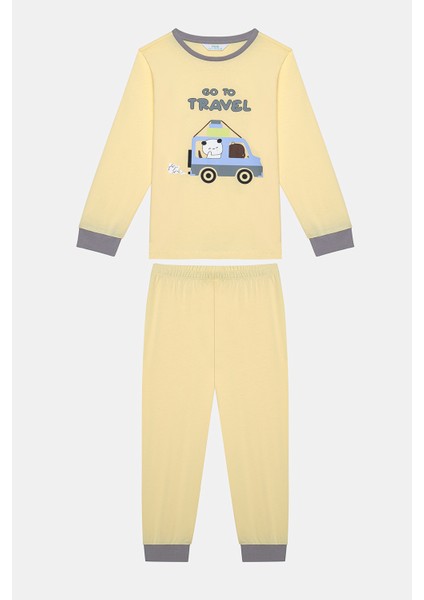 Pamuklu Erkek Çocuk Travel 2li Çok Renkli Pijama Takımı