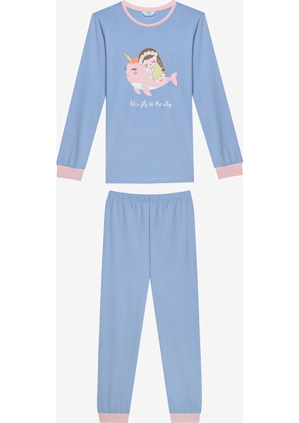 Pamuklu Kız Çocuk Sky 2li Çok Renkli Pijama Takımı