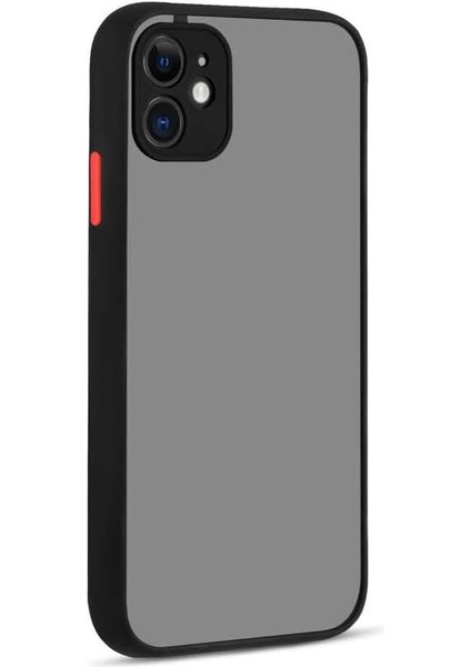 iPhone 11 6.1 Kenarları Renkli Kamera Korumalı Transparan Kılıf Siyah