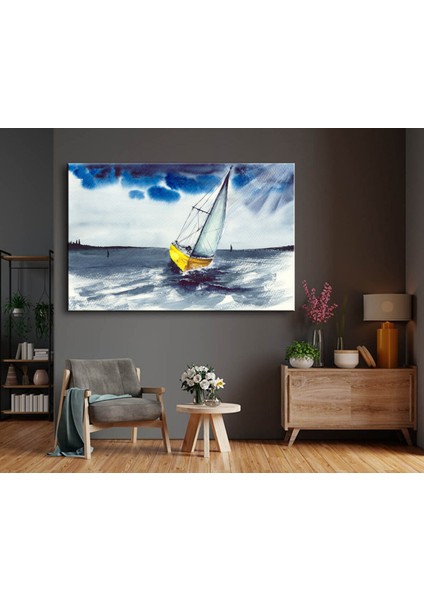 Exclusive Serie" Yağlı Boya Efektli Fırtına Da Gemi Kanvas Tablo