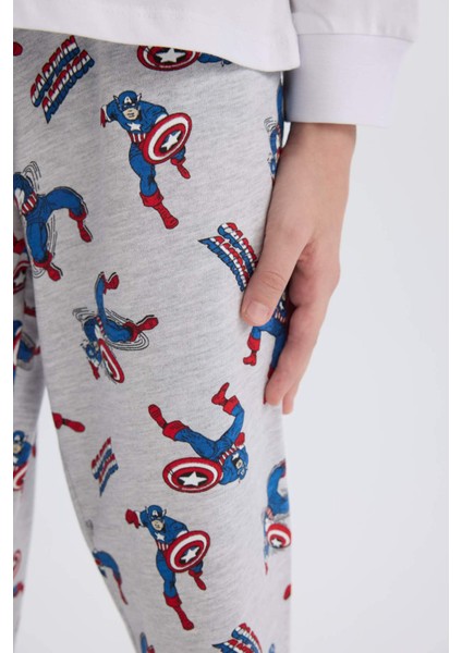 Erkek Çocuk Pijama Takımı Marvel Comics Bisiklet Yaka Uzun Kollu Üst Uzun Alt D6435A824WN