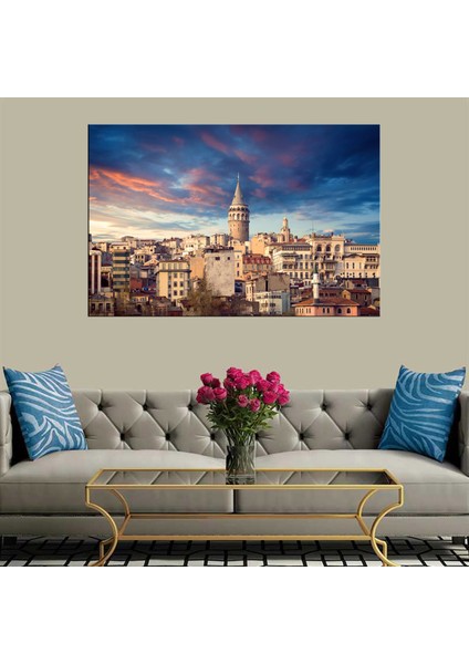 Exclusive Serie" Mavi Gökyüzü Galata Kulesi Kanvas Tablo