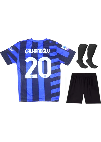 Çocuk Hakan Çalhanoğlu Inter Forması+Şort+Çorap 3 Lü Set