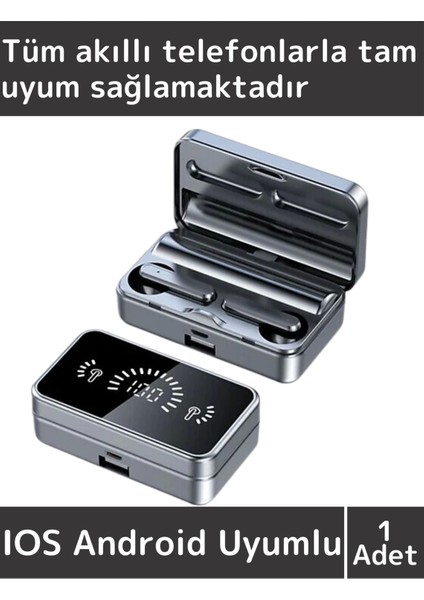 Premium iPhone 16 Tam Uyumlu LED Şarj Göstergeli Powerbankli Kulak Içi Bluetooth Kulaklık