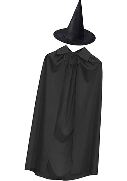 2 Adet Cadılar Bayramı Cosplay Pelerin Pelerin Rahat Giyilebilir Sivri Büyücü Şapka (Yurt Dışından)