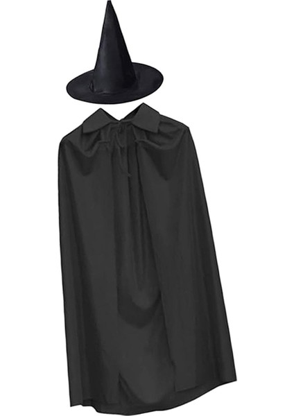 2 Adet Cadılar Bayramı Cosplay Pelerin Pelerin Rahat Giyilebilir Sivri Büyücü Şapka (Yurt Dışından)