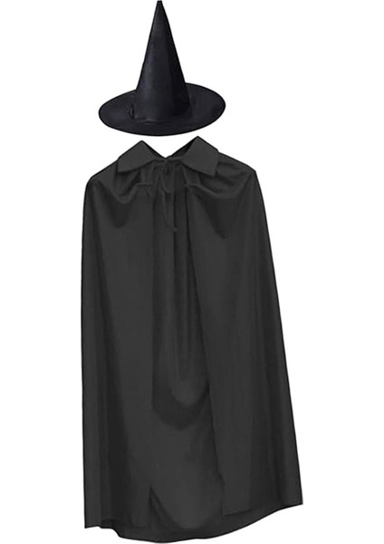 2 Adet Cadılar Bayramı Cosplay Pelerin Pelerin Rahat Giyilebilir Sivri Büyücü Şapka (Yurt Dışından)