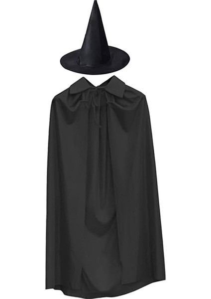 2 Adet Cadılar Bayramı Cosplay Pelerin Pelerin Rahat Giyilebilir Sivri Büyücü Şapka (Yurt Dışından)