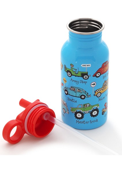 400 ml Pipetli Paslanmaz Çelik Matara Cars