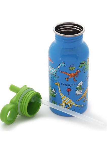 400 ml Pipetli Paslanmaz Çelik Matara Dıno
