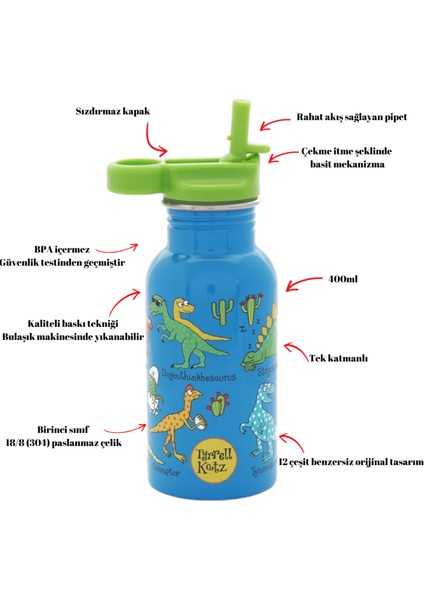 400 ml Pipetli Paslanmaz Çelik Matara Space