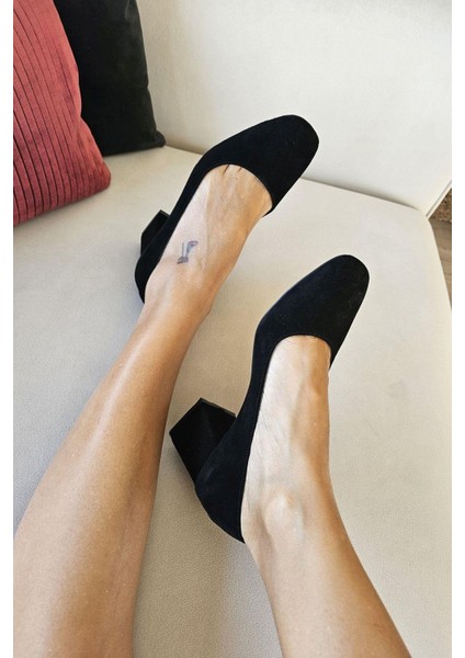 10 650 Topukla Kadın Deri Kalın Topuklu Günlük Ayakkabı