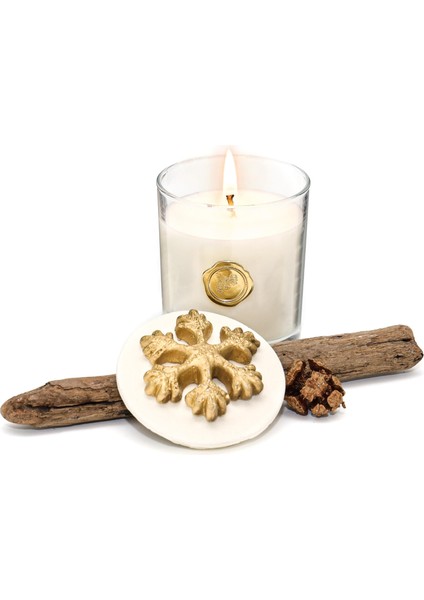 Yılbaşı Gold Kar Tanesi Seramik Taş Kapaklı Apple&cinnamon Vegan Mum