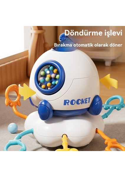 Baby Rocket Lala Le Baby Puzzle Early Education Finger Pulling Ball Exercise Suction Cup Rotating Music Game (Yurt Dışından)
