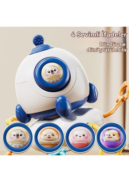 Baby Rocket Lala Le Baby Puzzle Early Education Finger Pulling Ball Exercise Suction Cup Rotating Music Game (Yurt Dışından)