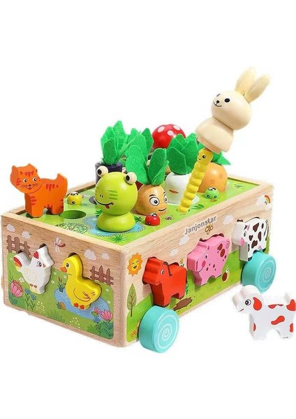 Montessori Kids Carrot Picking Worm Fishing Farm Animal Matching Building Blocks Baby Intelligence Car Educational Games (Yurt Dışından)