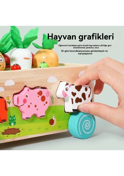 Montessori Kids Carrot Picking Worm Fishing Farm Animal Matching Building Blocks Baby Intelligence Car Educational Games (Yurt Dışından) fiyatları