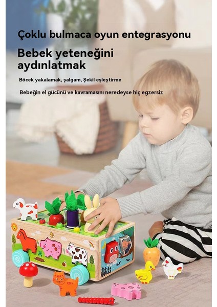 Montessori Kids Carrot Picking Worm Fishing Farm Animal Matching Building Blocks Baby Intelligence Car Educational Games (Yurt Dışından) fırsatları