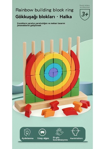 Çocukların Erken Eğitimi Için Döngül Yağmur Binası Blocks, Exercise, Renk Bilgisi, Geometry Binası, Stacking (Yurt Dışından)