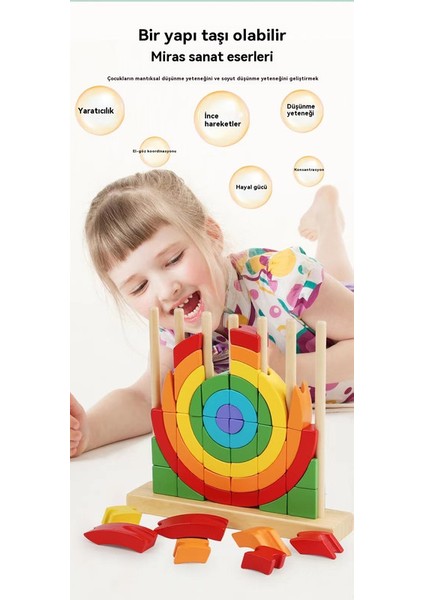 Çocukların Erken Eğitimi Için Döngül Yağmur Binası Blocks, Exercise, Renk Bilgisi, Geometry Binası, Stacking (Yurt Dışından)