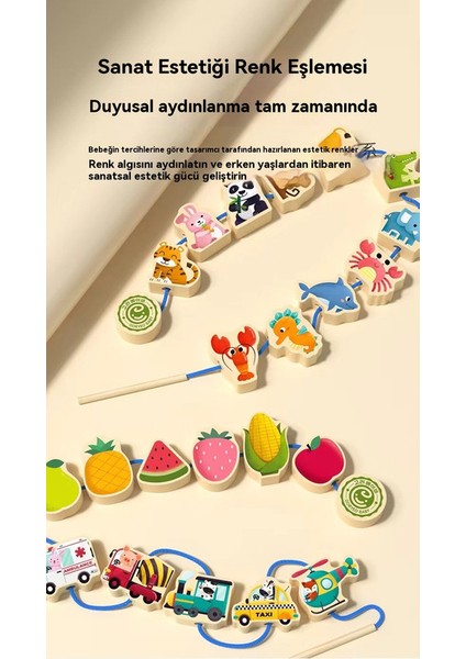 40 Büyük Parçacık Düzenleme Oyunu, Erken Eğitim, Hayvanlar, Sebze, Meyve, Taşıma, Elle Göz Koordinasyon Çalışmaları, String Inşaat Blokları (Yurt Dışından)