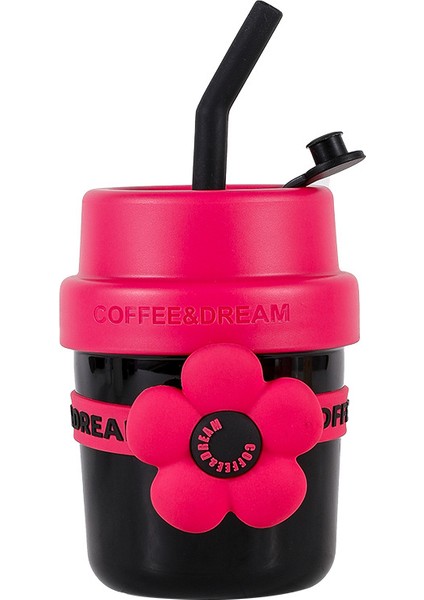 Çiçek Hasır Termos Bardak, Kadın Su Bardağı, Yüksek Görünüm Eşlik Eden Fincan, Sevimli Kahve Fincanı, Paslanmaz Çelik Çocuk Öğrenci Su Bardağı, 400ML (Yurt Dışından)