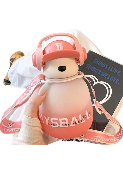 Büyük Kapasiteli Yaratıcı Komik Ayı Çocuk Saman Fincan Sevimli Internet Ünlü Lüks Öğrenci Plastik Bardak Gradyan Duygusu Renkli Su Bardağı 650ML (Yurt Dışından)