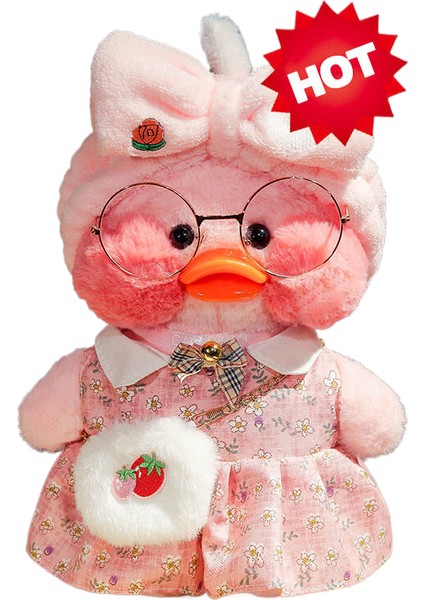 Kahve Ördek 30 cm Küçük Sarı Ördek Sevimli Yastık Peluş Gözlük ve Giysi Oyuncak (Yurt Dışından)