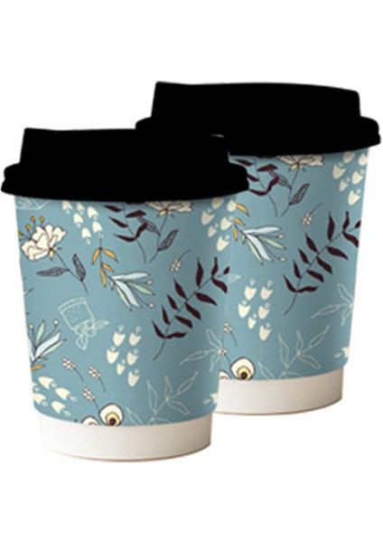 8 Oz Double Wall Coffee Siyah Kapaklı Karton Bardak 50 Adet