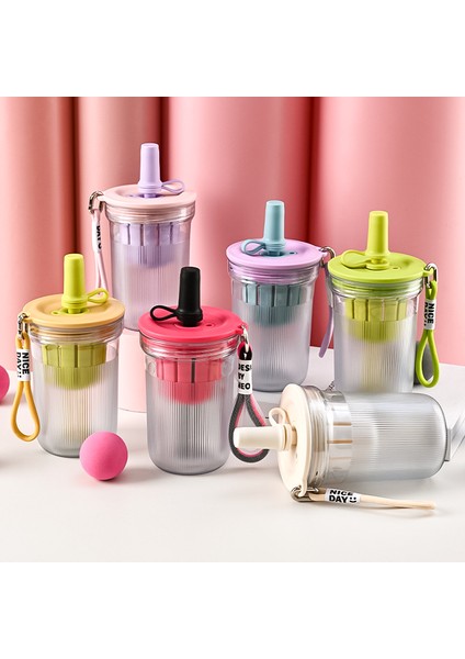Saplı Öğrenci Sevimli Su Bardağı, Saman Fincanı, Çay Su Ayırma, Taşınabilir Kore Tarzı Içecek, Kahve Fincanı, 680ML (Yurt Dışından)