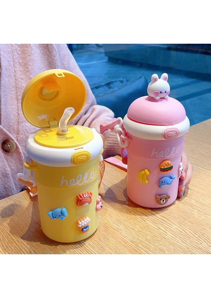 Öğrenci Süper Sevimli Cam Bardağı Geçer ve Hasır Fincan Ins Tarzı Kız Yüksek Bir Görünüme Sahiptir ve Küçüktür Dango Su Bardağı 500ML (Yurt Dışından)