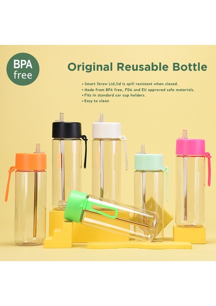 Pipetli 740ML Taşınabilir Su Şişesi, Tritan Şeffaf Su Şişesi, Açık Hava Etkinliklerine Uygun, Seyahat Fitness (Yurt Dışından)