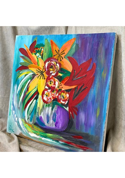 Yağlı Boya Zambak Tablo 40 x 40cm